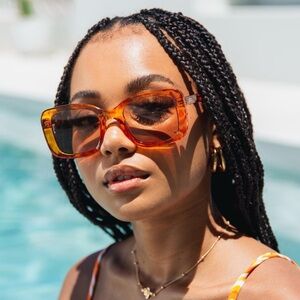 Otra Eyewear Orange Tortoise Square Retro Sunglasses New with Case